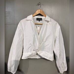 Anthropologie White Wrap Blouse
